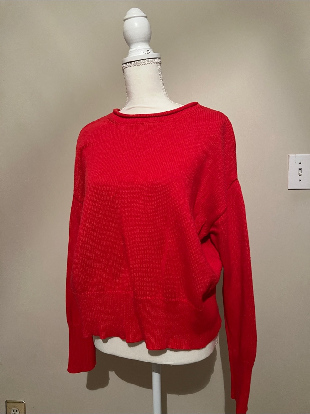 CeCe Vibrant Red Crewneck Sweater